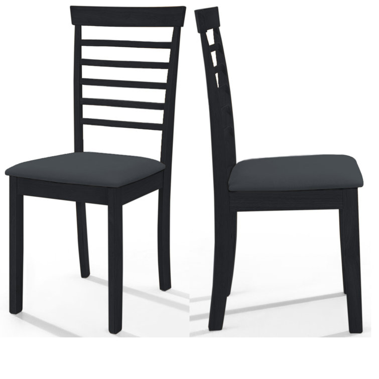 Marlow Home Co. Conyngham Fabric Ladder Back Side Chair in Black